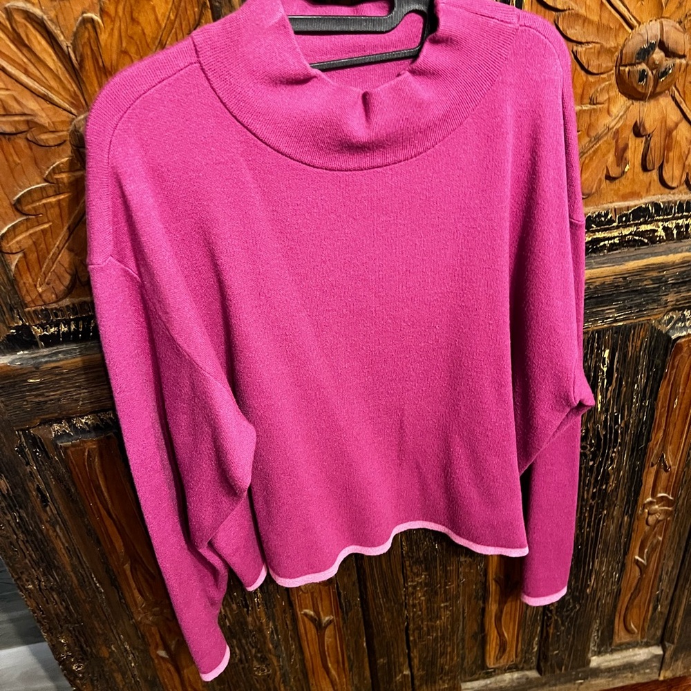 Anthropologie Fuchsia Cowl Neck Sweater